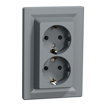 ДВОЕН КОНТАКТ С РАМКА 2Р+Е 16А 250V